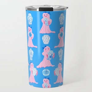 Chinois Ghosts Travel Tumbler, Blue