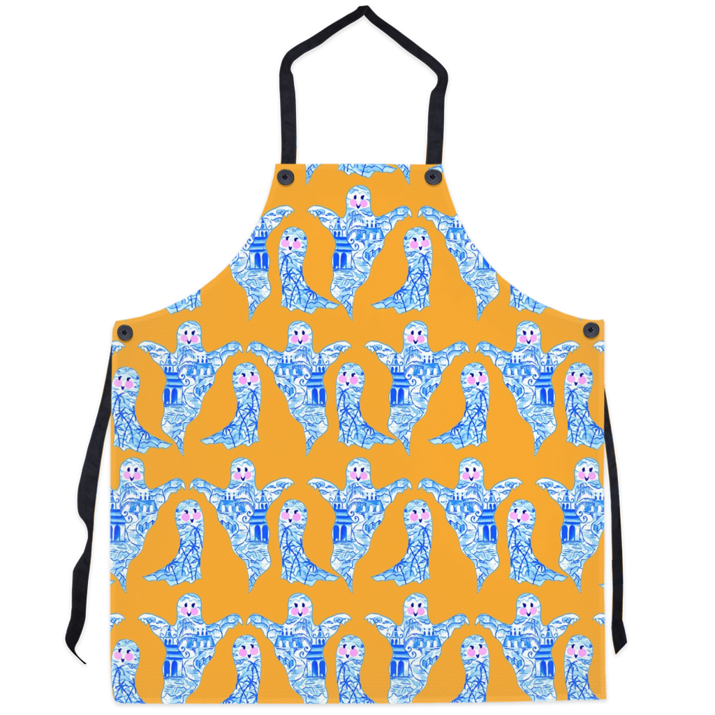 Chinoiserie Ghosts Halloween Apron, 4 Colors