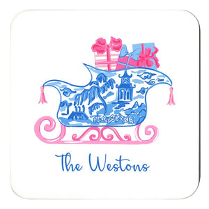 Chinois Sleigh Personalized Cork Backed Coasters - Set of 4