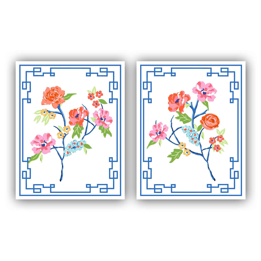 Conservatory Garden, Bone White, Set of 2, Floral Art Prints