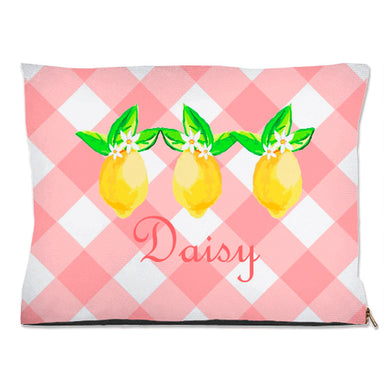 Lovely Lemon, Peach Tea, Personalized Pet Bed, (3) Sizes Available