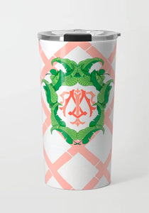 Coral Banana Leaf Crest, Tropicali, Stainless Steel Travel Tumbler