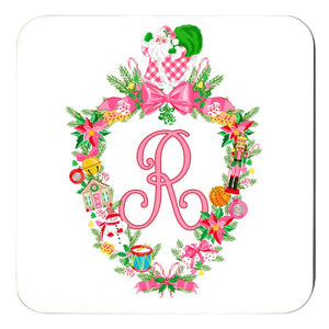 Christmas Crest Personalized 4"x 4" Paper Coasters