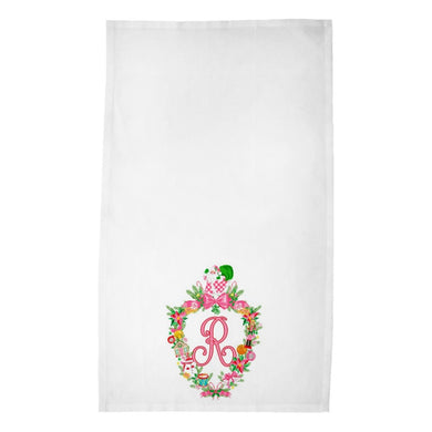 Christmas Crest Personalized Poly Twill Tea Towels, Set of 2