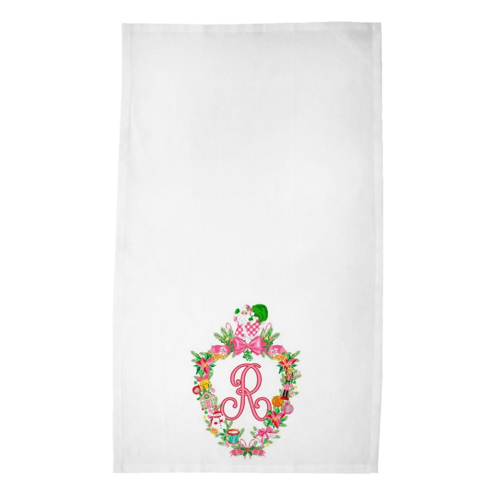 Christmas Crest Personalized Poly Twill Tea Towels, Set of 2