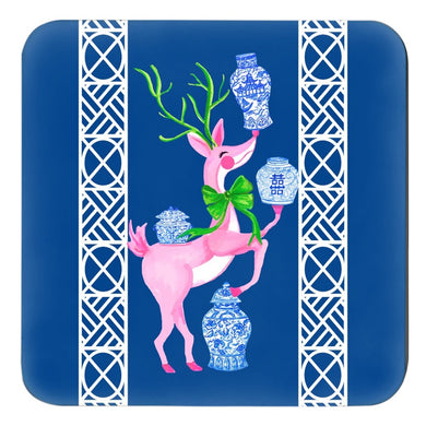 Ginger Jar Juggle Holiday Cork Backed Coasters - Set of 4, Navy