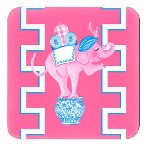 Trunk of Love Elephant Valentine's Cork Backed Coasters - Set of 4