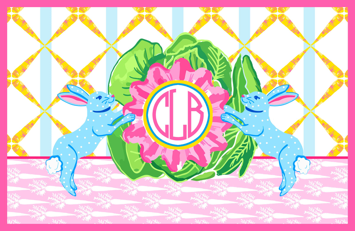 Bunnies & Cabbage Personalized Paper Tearaway Placemat Pad Taylor