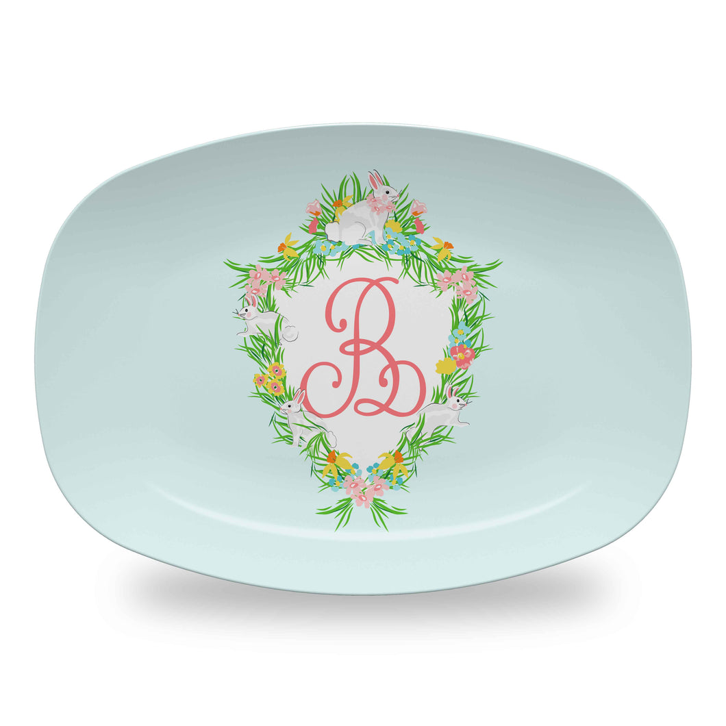 Easter Crest Personalized Melamine Platter, Robin's Egg