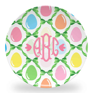 Easter Egg Trellis Set of (4) Personalized Easter 10" Dia. Melamine Plates, Grass