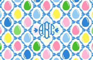 Easter Egg Trellis Personalized Paper Tear-away Placemat Pad, Blue