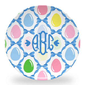 Easter Egg Trellis Set of (4) Personalized Easter 10" Dia. Melamine Plates, Blue