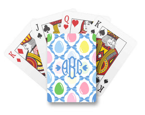 Easter Egg Trellis Personalized Playing Cards, Blue