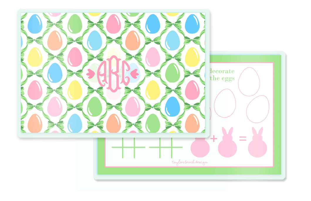 Easter Egg Trellis Children's Personalized Laminated Placemat, Grass
