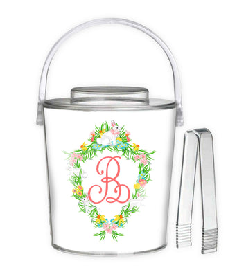 Easter Crest Personalized Ice Bucket, White