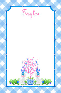 Spring Staffies Personalized Easter Notepad; Multiple Sizes Available, Blue