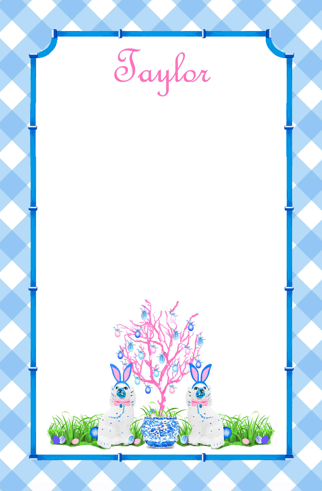Spring Staffies Personalized Easter Notepad; Multiple Sizes Available, Blue