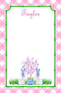 Spring Staffies Personalized Easter Notepad; Multiple Sizes Available, Pink