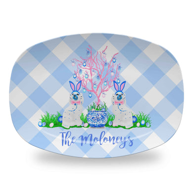 Spring Staffies Personalized Easter Melamine Platter