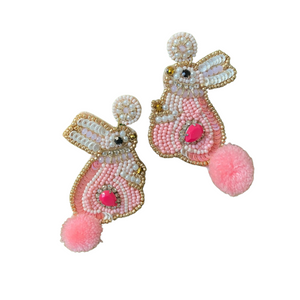 Easter Bunny Statement Holiday Earrings, Pink