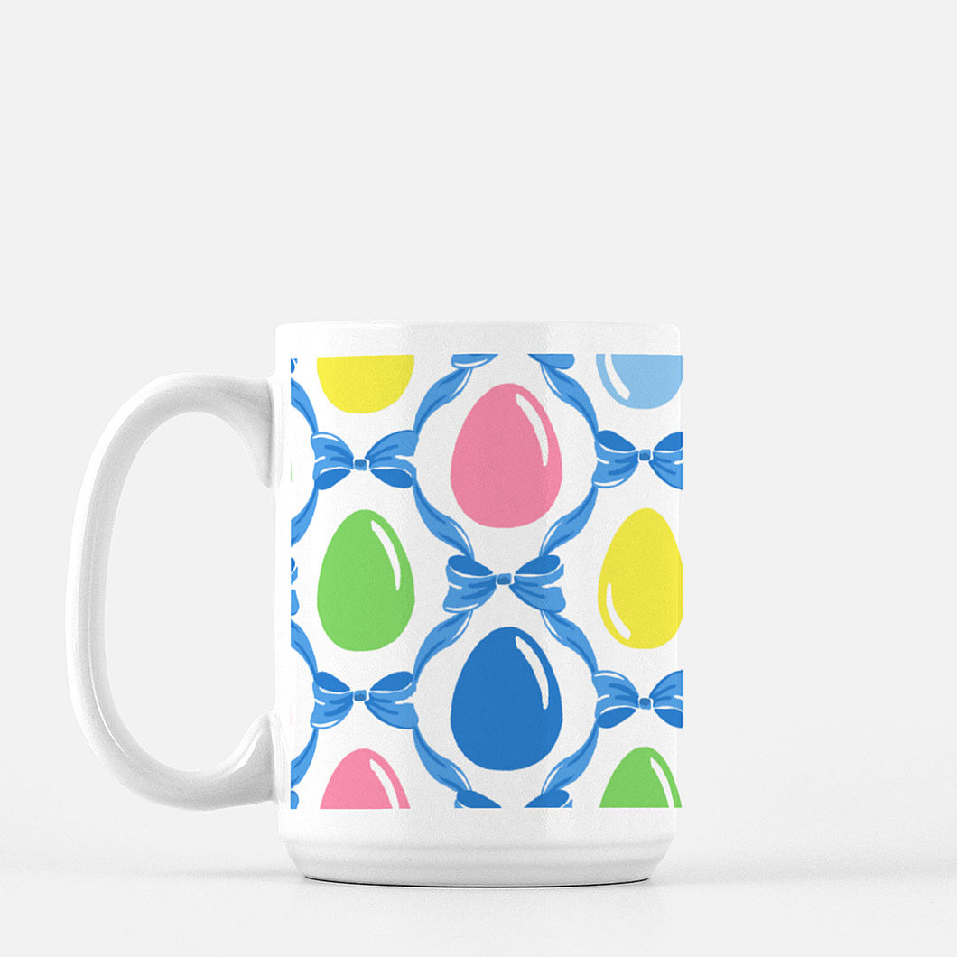 Easter Egg Trellis Porcelain Mug, Blue