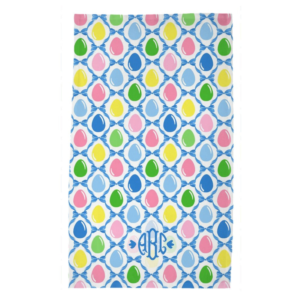 Easter Egg Trellis Personalized Poly Twill Tea Towels, Set of 2, Blue