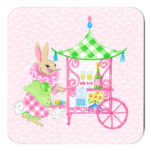 Easter Bar Cart Cork Backed Coasters - Set of 4, Pink