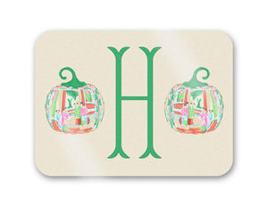 Famille Rose Pumpkin Personalized 16" x 12" Tempered Glass Cutting Board, Foddershock