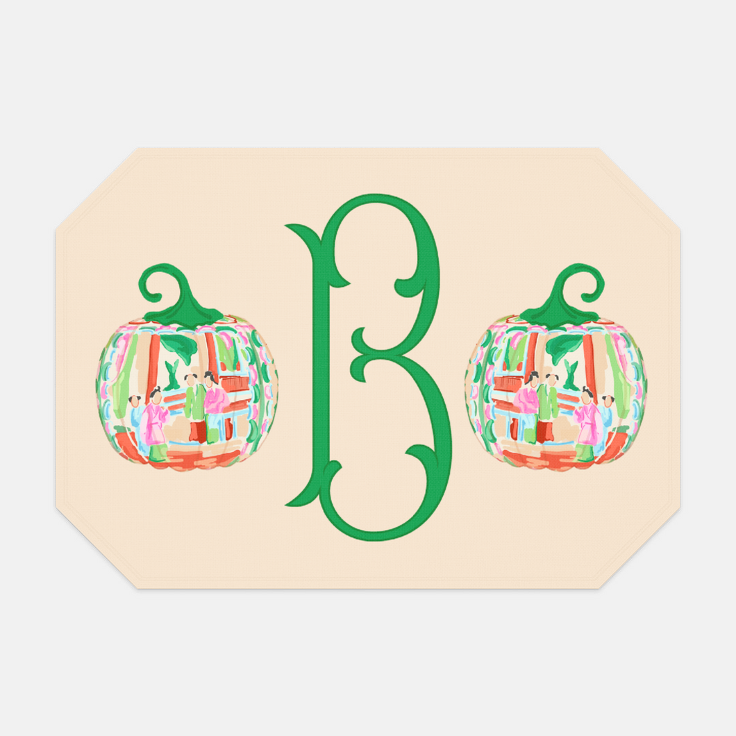 Famille Rose Pumpkin Set of (2) Personalized Fabric Placemats, Foddershock