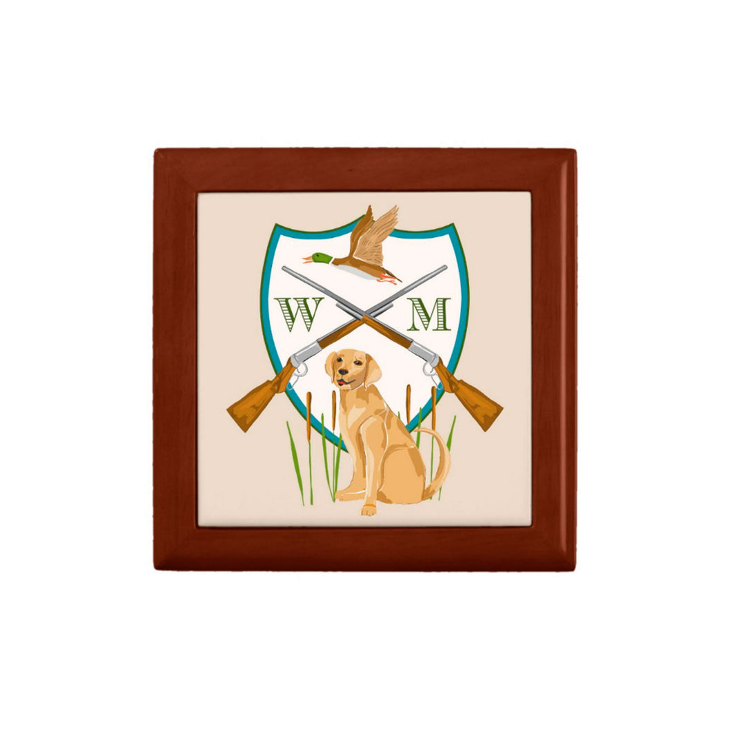 Father's Day Custom Duck Hunting Crest Personalized Wooden Keepsake Box