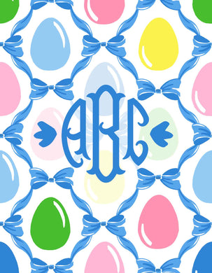 Easter Egg Trellis Personalized Easter Folded Note Cards, Blue