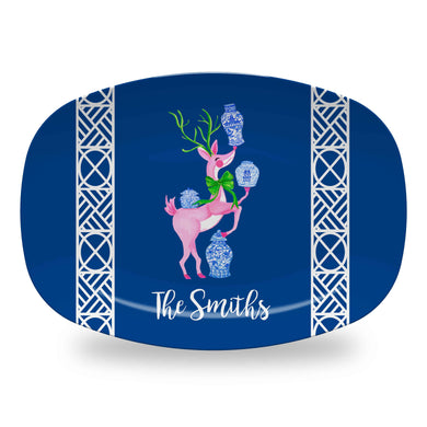 Ginger Jar Juggle Personalized Holiday Melamine Platter, Navy