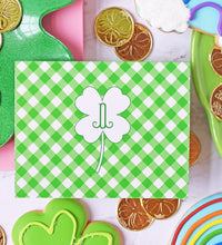 Load image into Gallery viewer, Gingham &amp; Green Personalized St. Patrick&#39;s Day Folded Note Cards