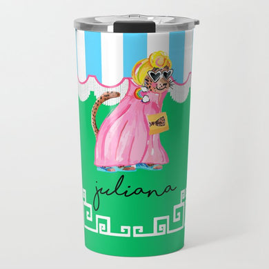 Glamour Leopard Personalized Custom Crest Travel Tumbler