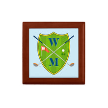 Load image into Gallery viewer, Men&#39;s Custom Golf Crest Personalized Wooden Keepsake Box