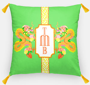Dragon Crest Personalized Pillow, Bamboo, 18"x18" or 20"x20"