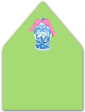 Ginger Jar with Pink Bow A7 Patterned Envelope Liners