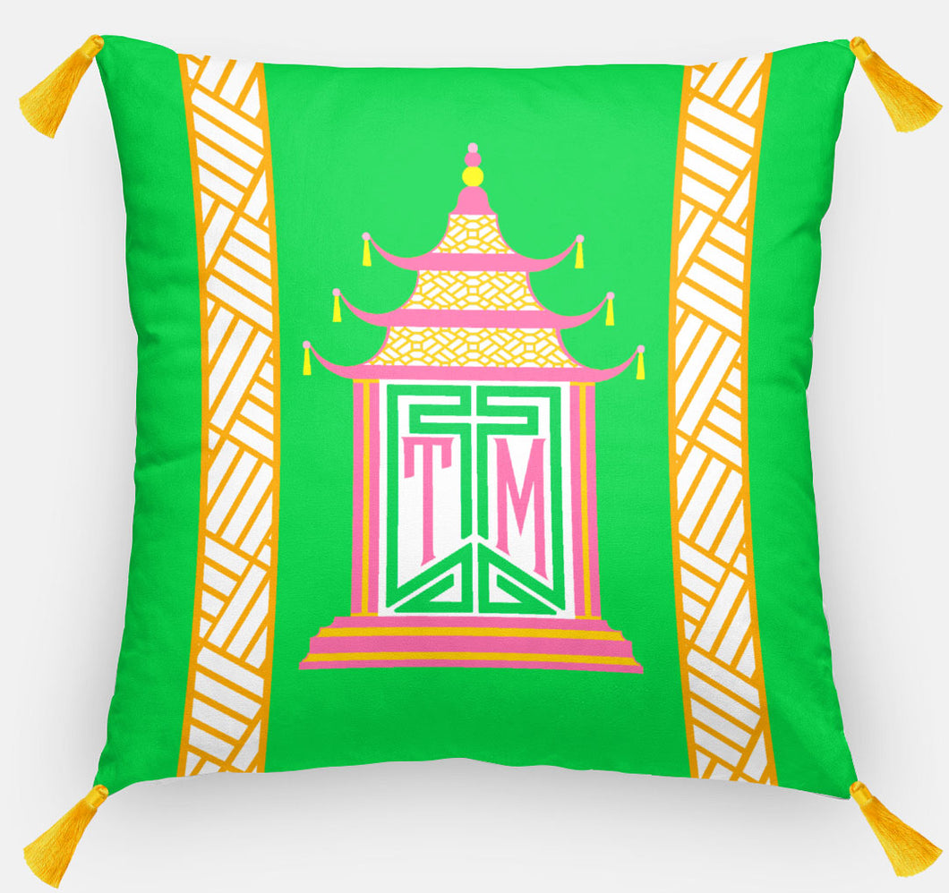 Royal Pagoda Personalized Pillow, Malachite, 18