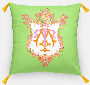 Seashell Crest  Personalized Pillow, Seaweed,18"x18" or 20"x20"