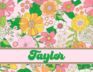 Groovy Blooms, Taffy, Personalized Folded Note Cards