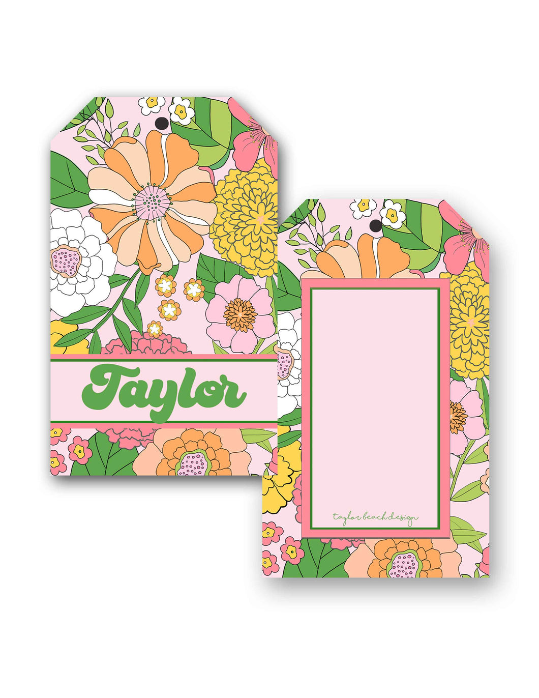 Groovy Blooms, Taffy Personalized Hanging Gift Tags Taylor Beach Design