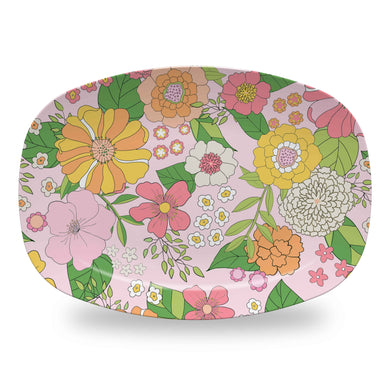 Groovy Blooms, Taffy, Melamine Platter