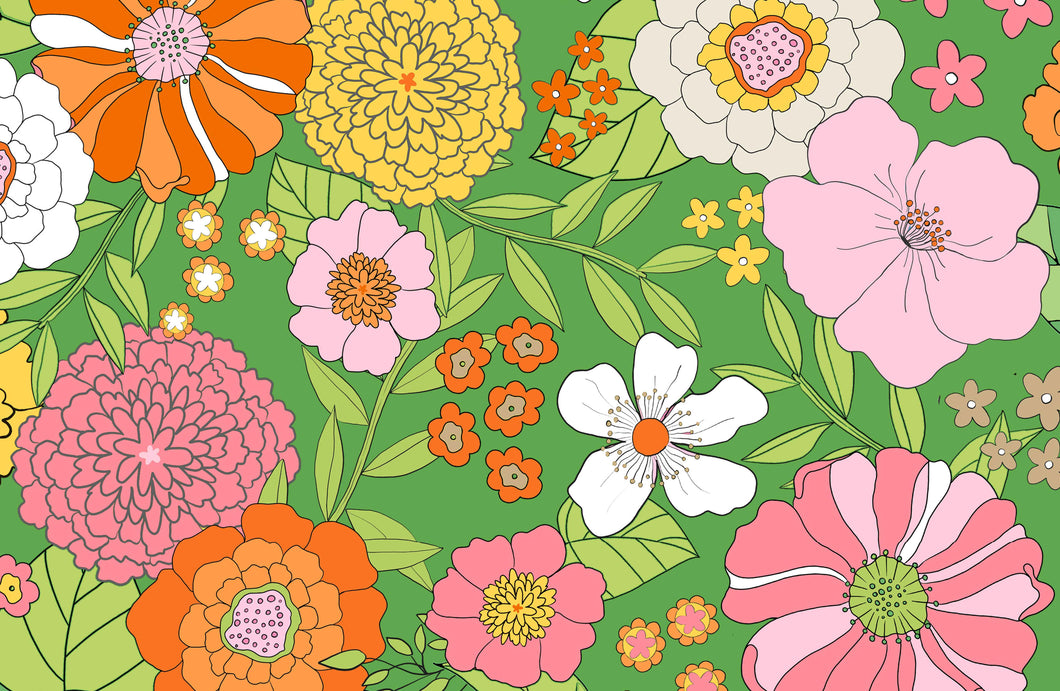 Groovy Blooms, Kelly, Paper Tear-away Placemat Pad