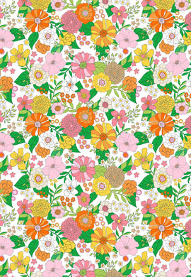 Groovy Blooms, Marshmallow Gift Wrap Sheets