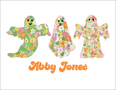 Groovy Ghosts Personalized Folded Note Cards