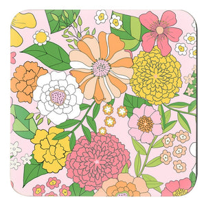 Groovy Blooms, Taffy, Cork Backed Coasters - Set of 4
