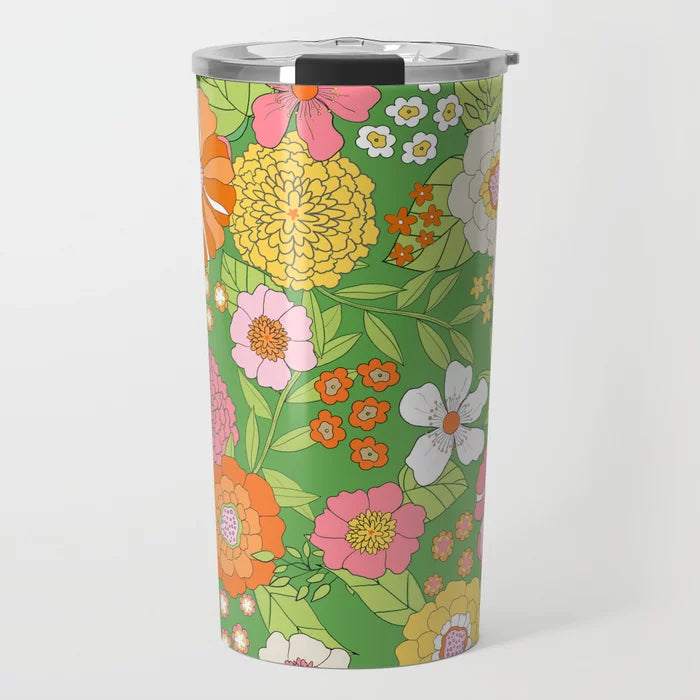 Groovy Blooms, Kelly Travel Tumbler