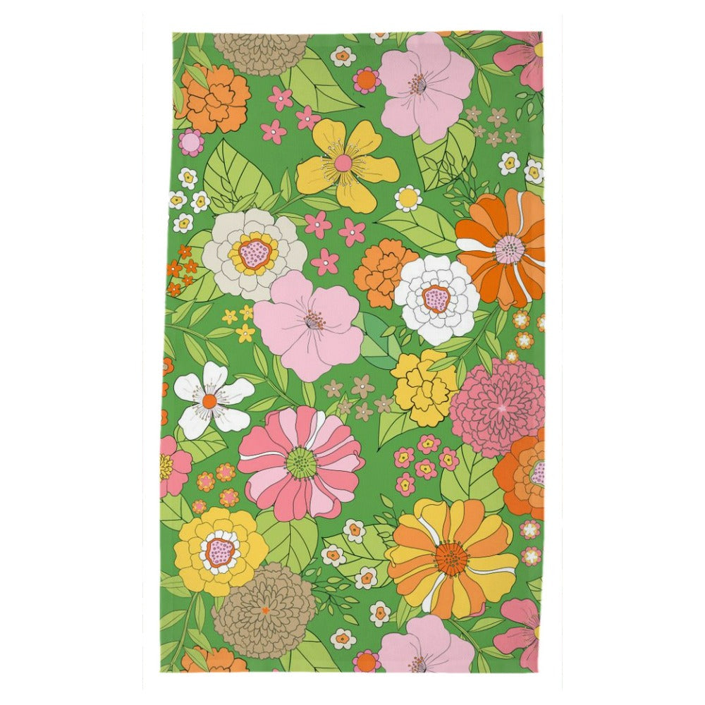 Groovy Blooms, Kelly Poly Twill Tea Towels, Set of 2