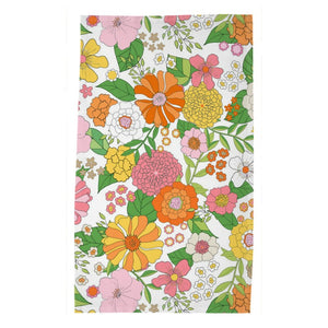 Groovy Blooms, Marshmallow Poly Twill Tea Towels, Set of 2