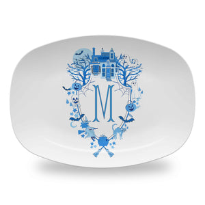 Halloween Crest, Blue, Personalized Melamine Platter